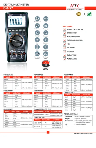 Digital Multimeter Htc Dm 97